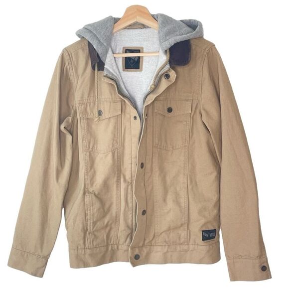 Vans AV Canvas with Gray Sweatshirt Hoodie Tan Chore Jacket sz. Small #FF - Picture 1 of 7